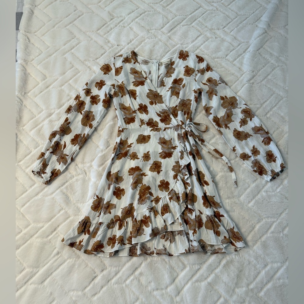 Altar'd State White and Brown Floral Long Sleeve Dress NWT - Picture 7 of 9